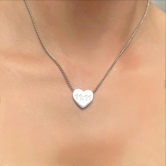 11:11 Heart Pendant Necklace