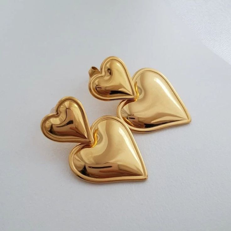Gold Plated Double Heart Earrings