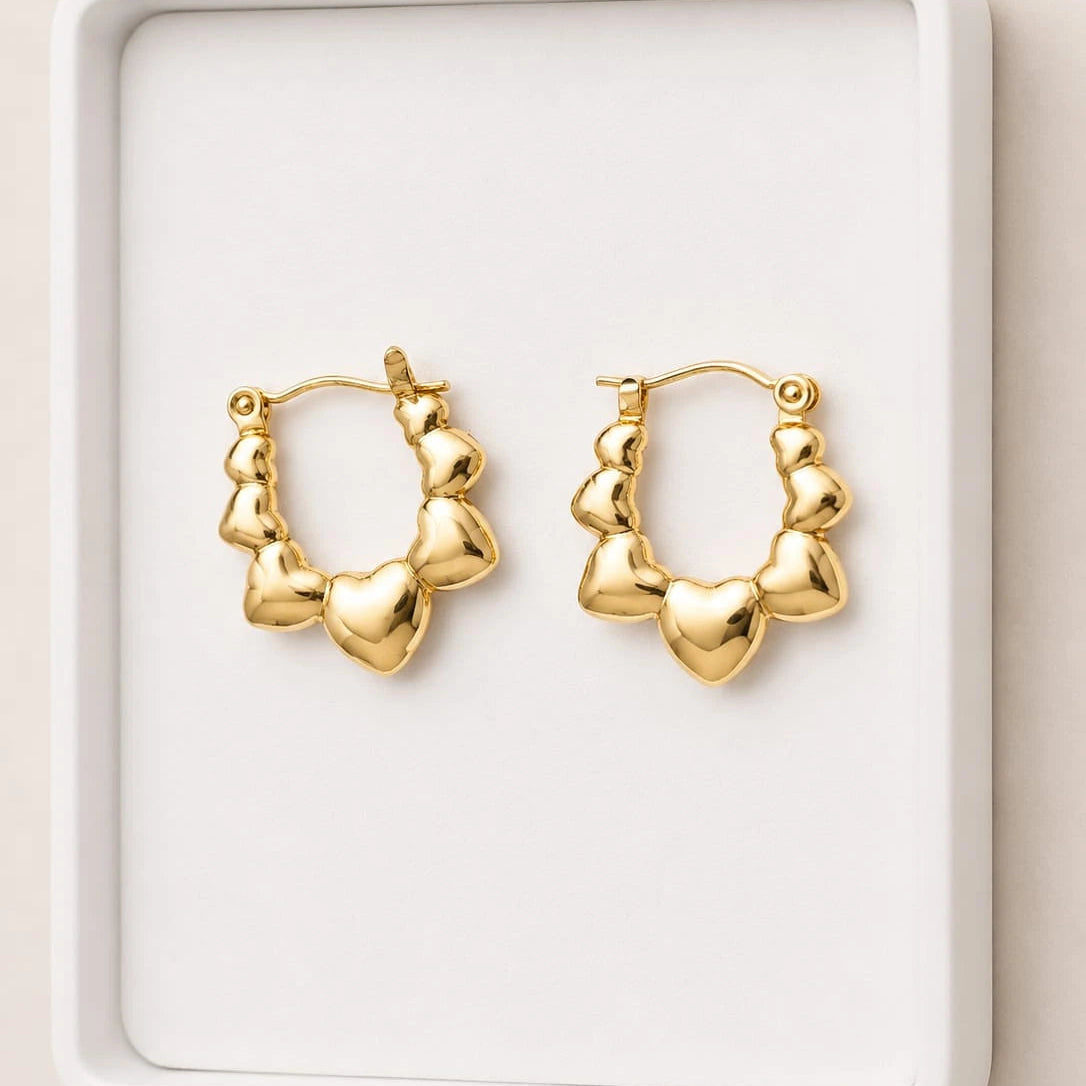 Amorette Heart Gold Hoop Earrings