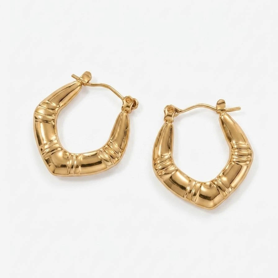 AuricWeave Gold Geometric Hoop Earrings