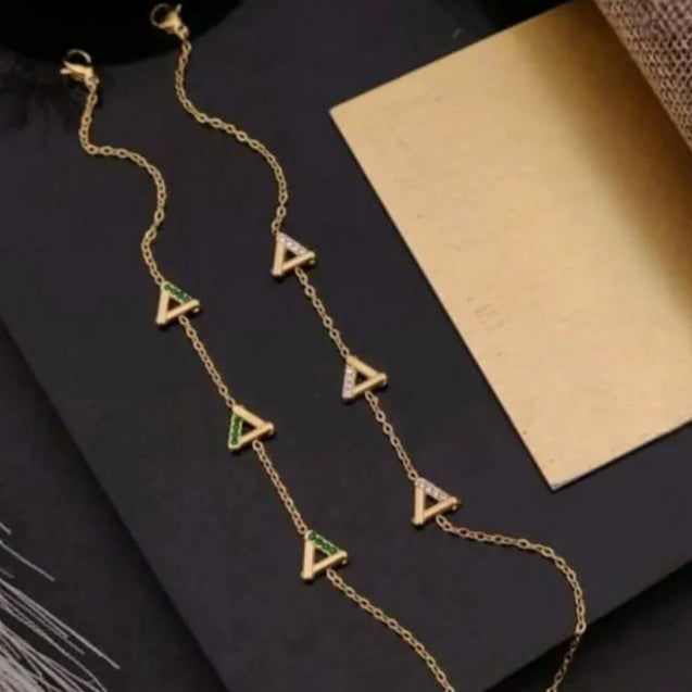 Triangle Green White Gold AntiTarnish Bracelet