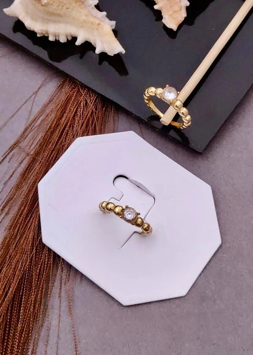 Royal Beaded Gold Anti-Tarnish Ring