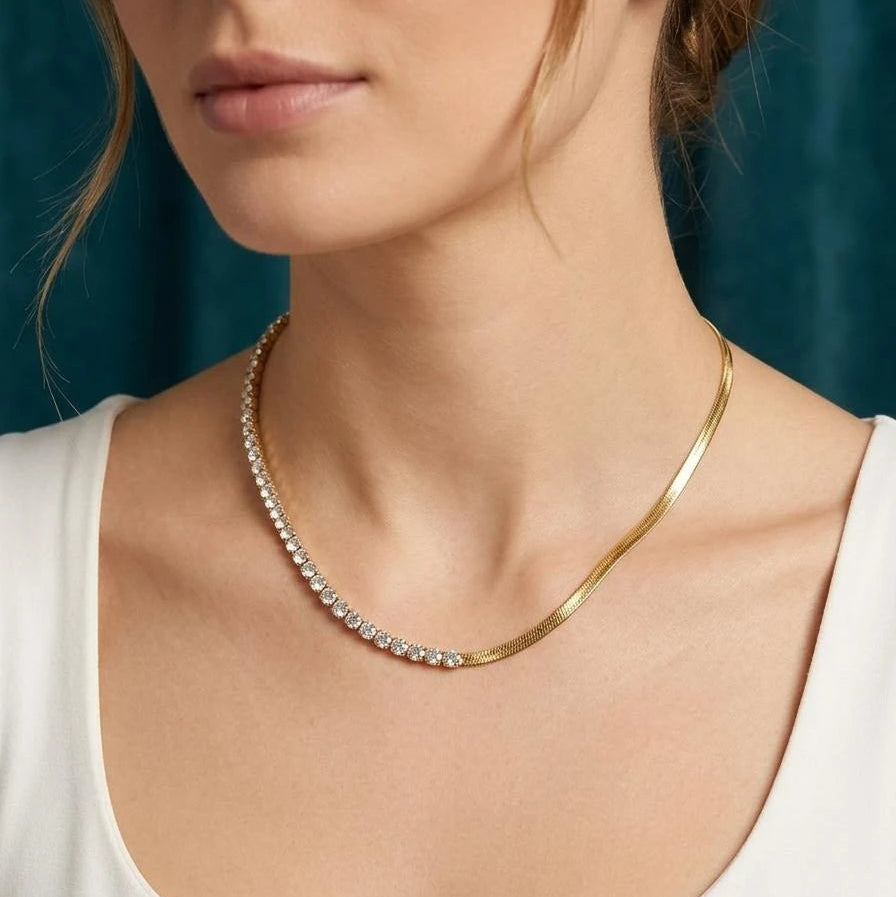 Celeste Diamond Herringbone Necklace