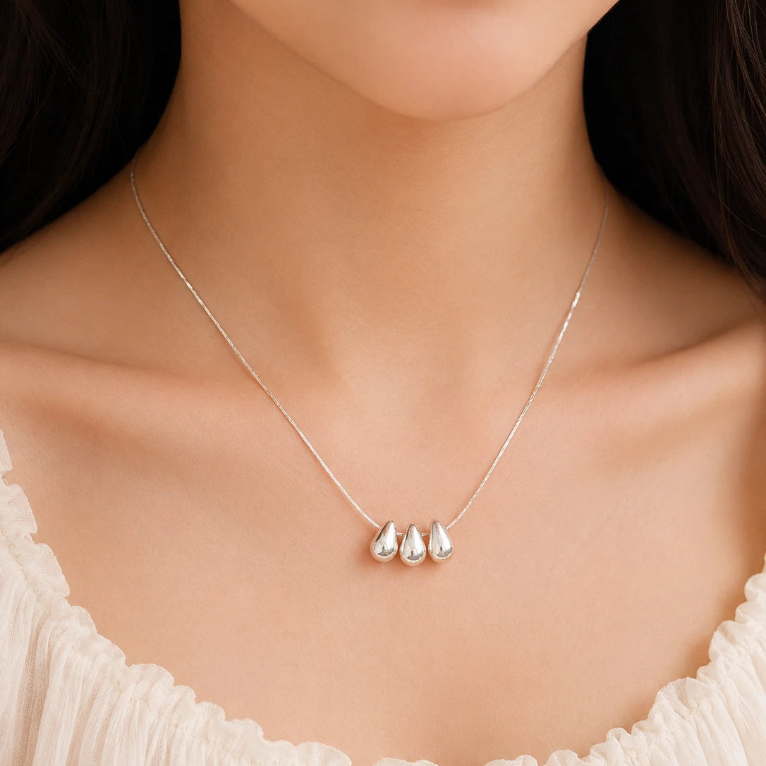 SilverTrio Drop Pendant Necklace