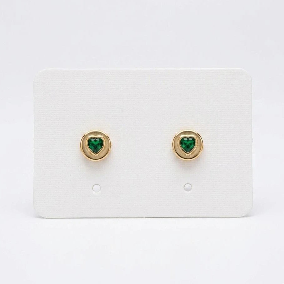 Emeria Heart Gem Stud Earrings