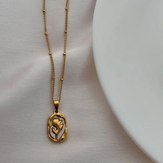 Floral Gold Charm Necklace