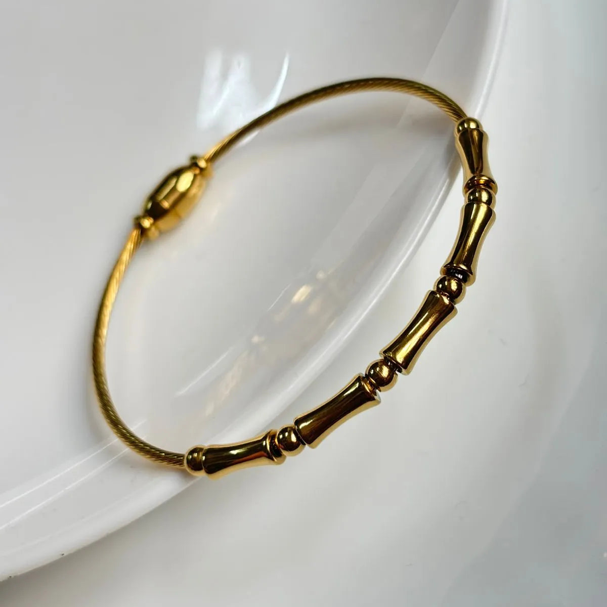 Bamboo-Inspired Gold Kada