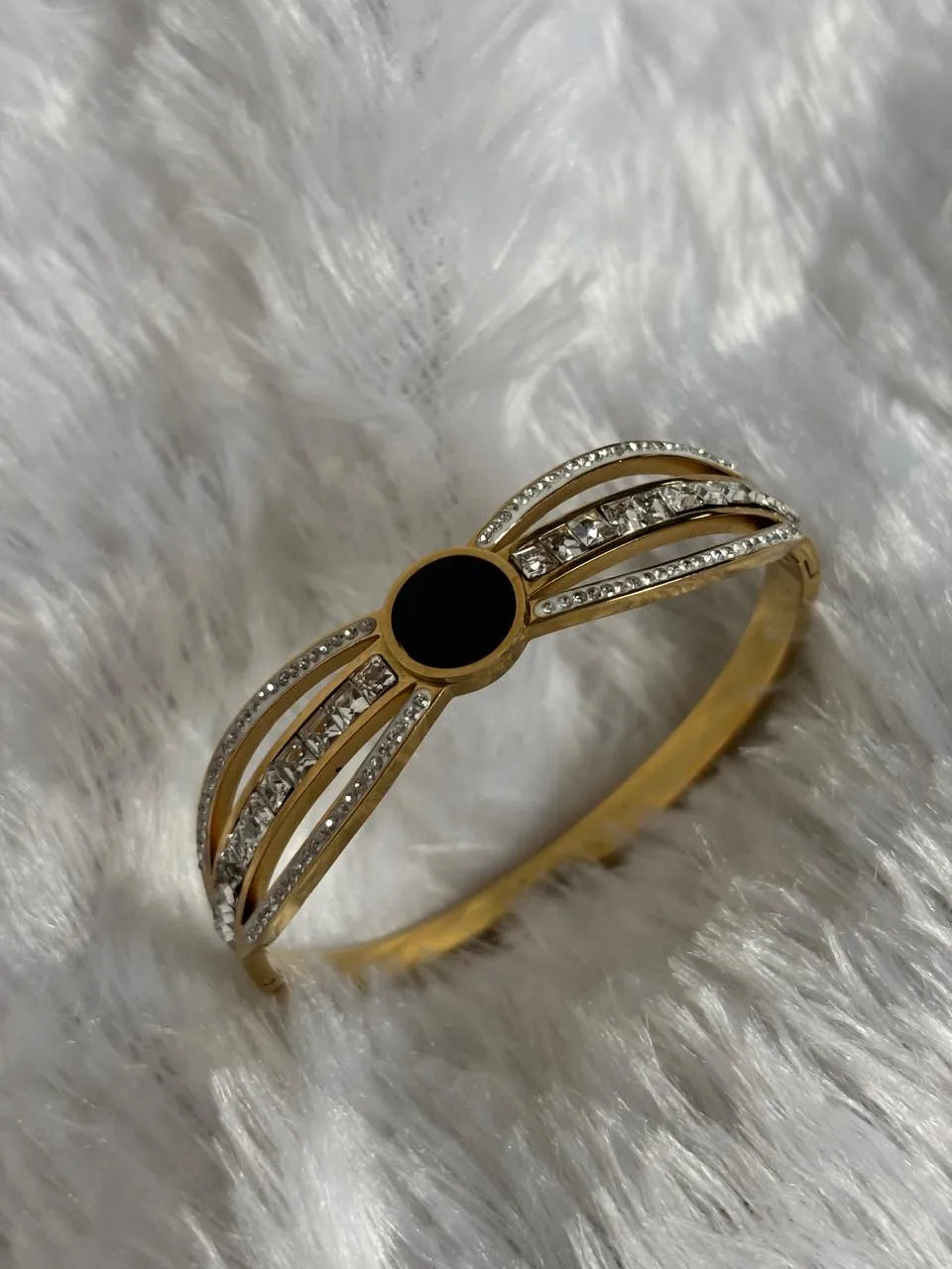 Gold &Rose Gold Black Diamond Kada