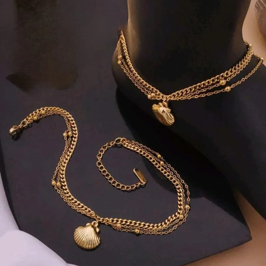 Gold Shell Charm Anklet