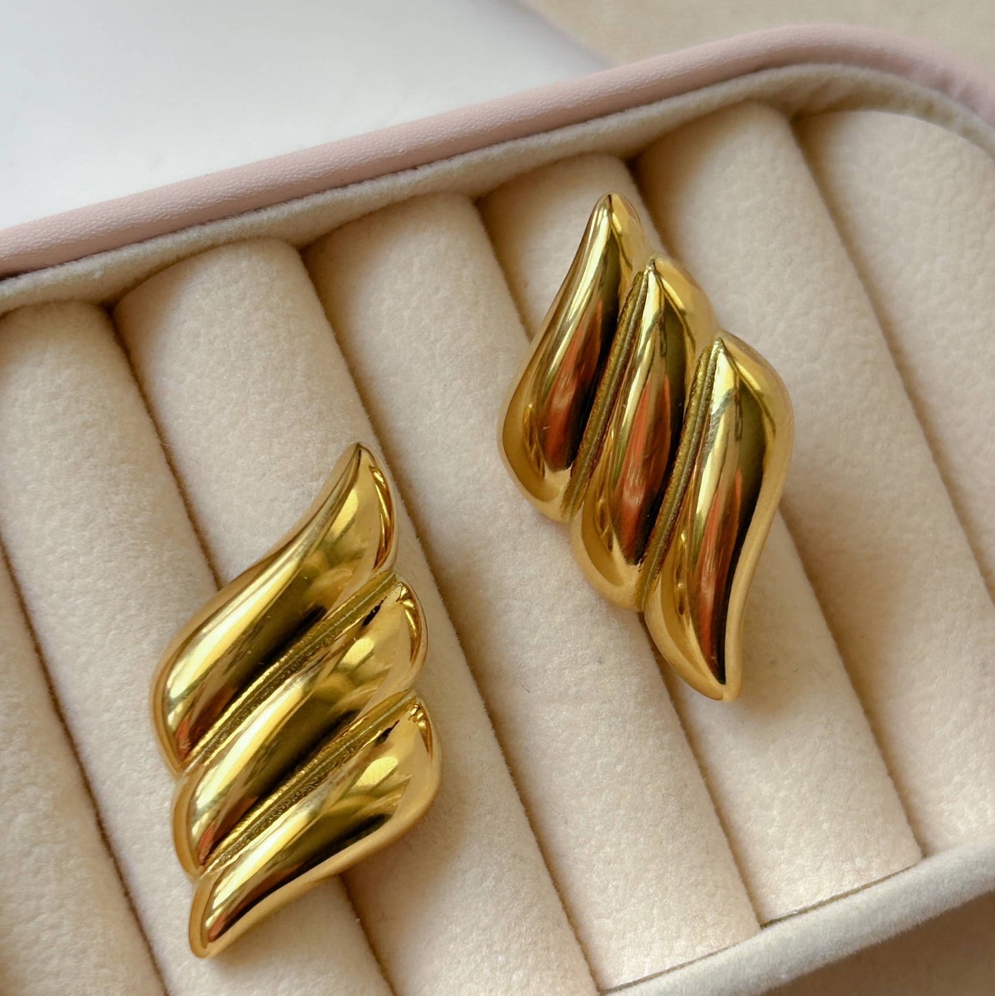 Sculpted Gold-Plated Wave Earrings