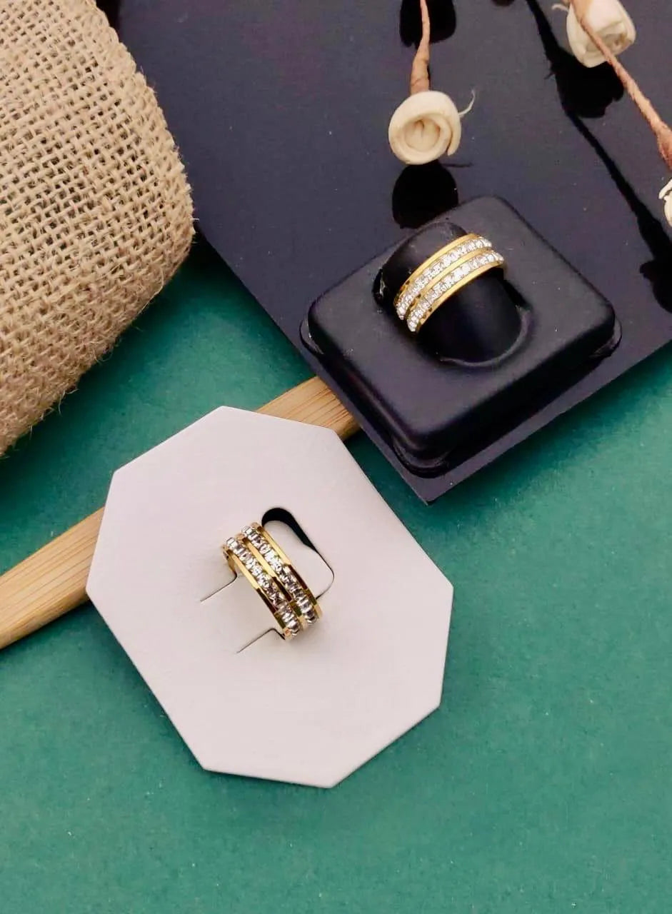 Golden Triple Row Anti-Tarnish Ring