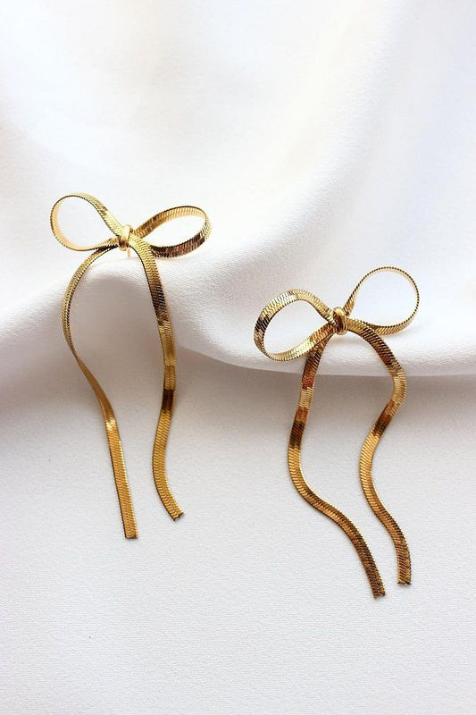Gold Plated Bow Earrings for Women | Elegant & Trendy Imitation Jewellery
