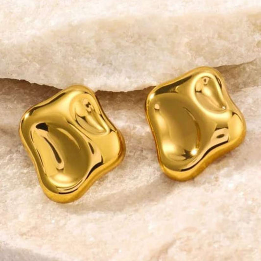 Abstract Gold-Plated Fluid Stud Earrings