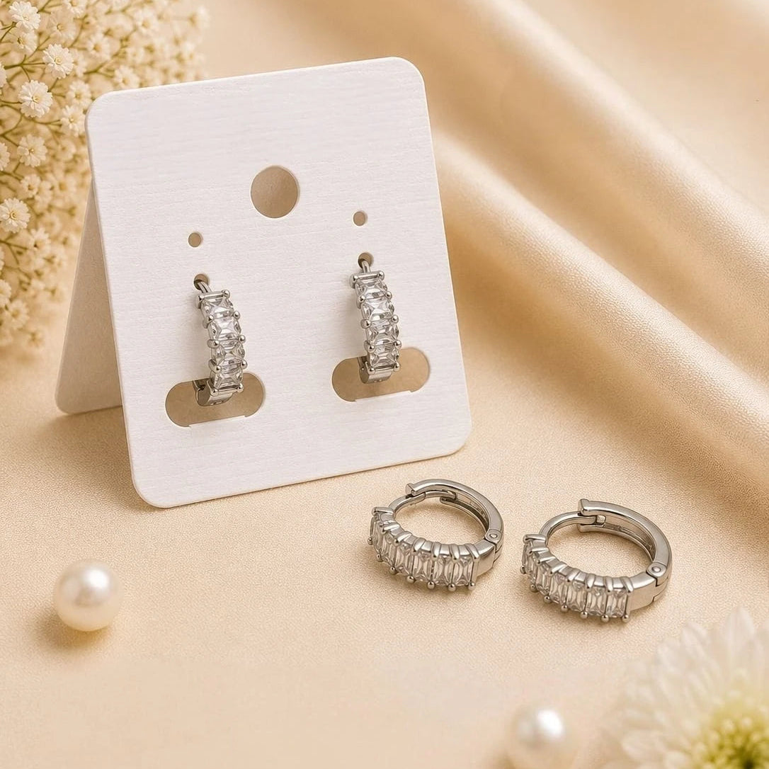 Lunara Baguette Crystal Hoops
