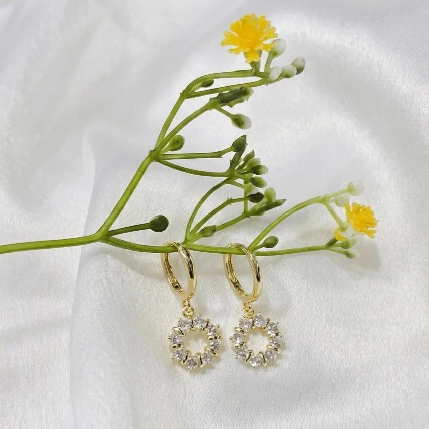 Lunara Halo Drop Earrings