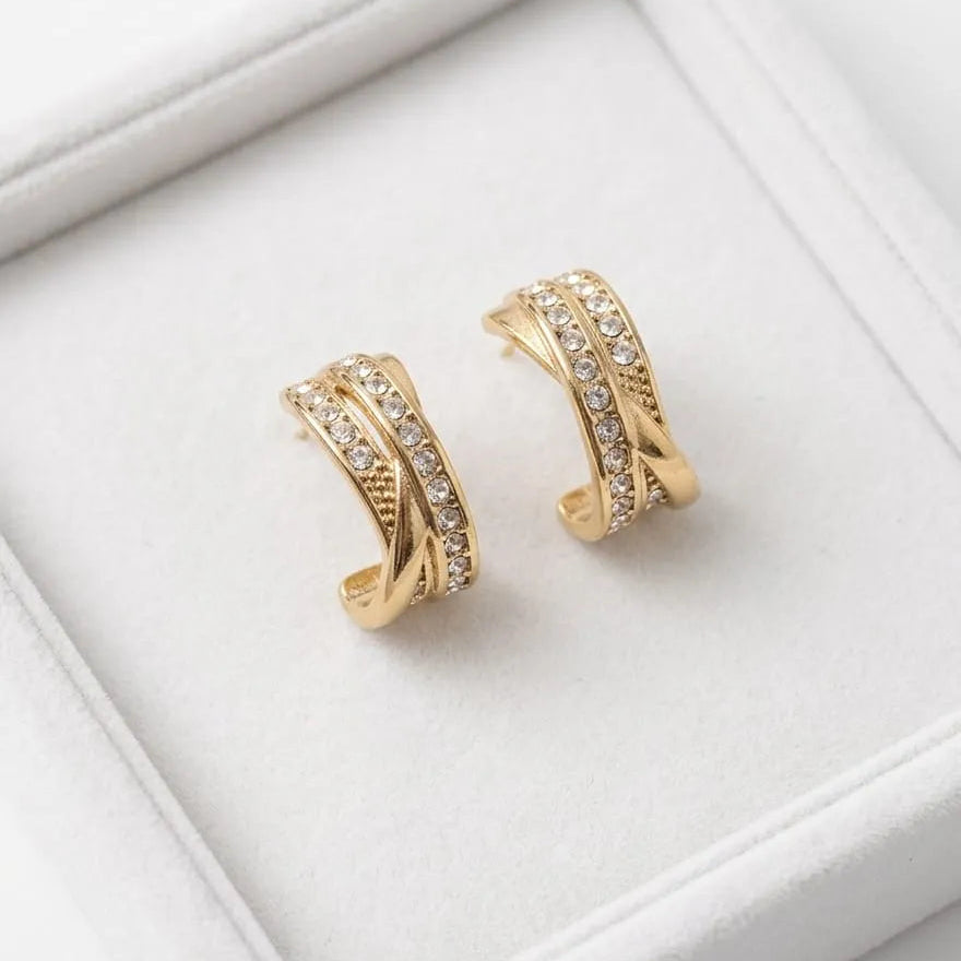 Luxe Crystal Crosswave Earrings