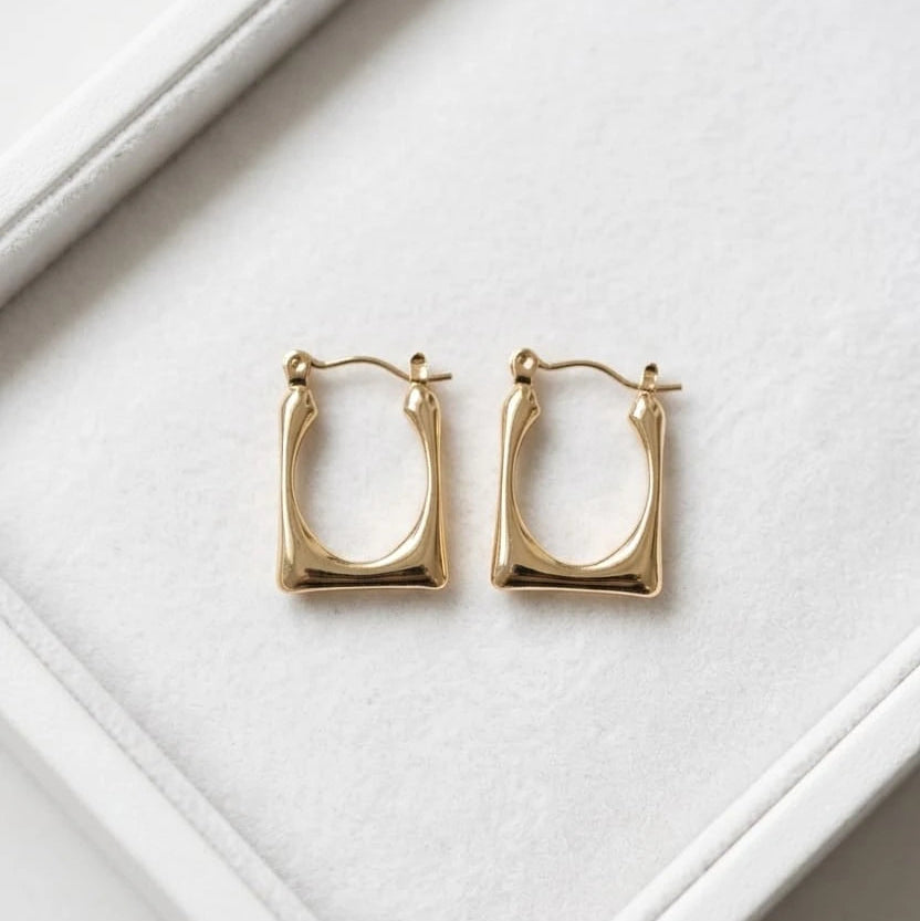 Monarch Square Gold Hoop Earrings