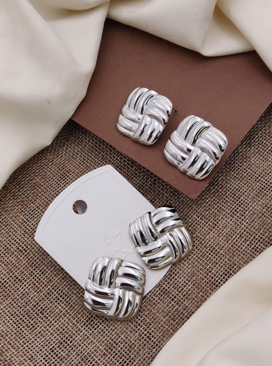 Silver-Plated Twisted Rope Earrings