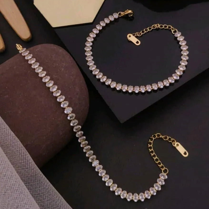 Radiant Clear Gold Diamond Charm Bracelet