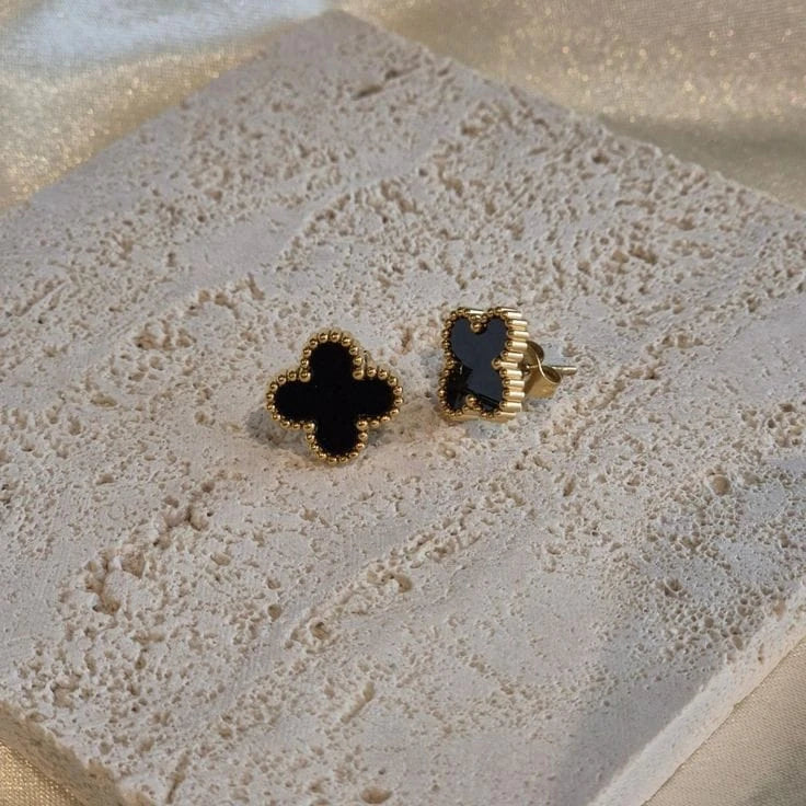 Noir Aurelia Clover Stud Earrings