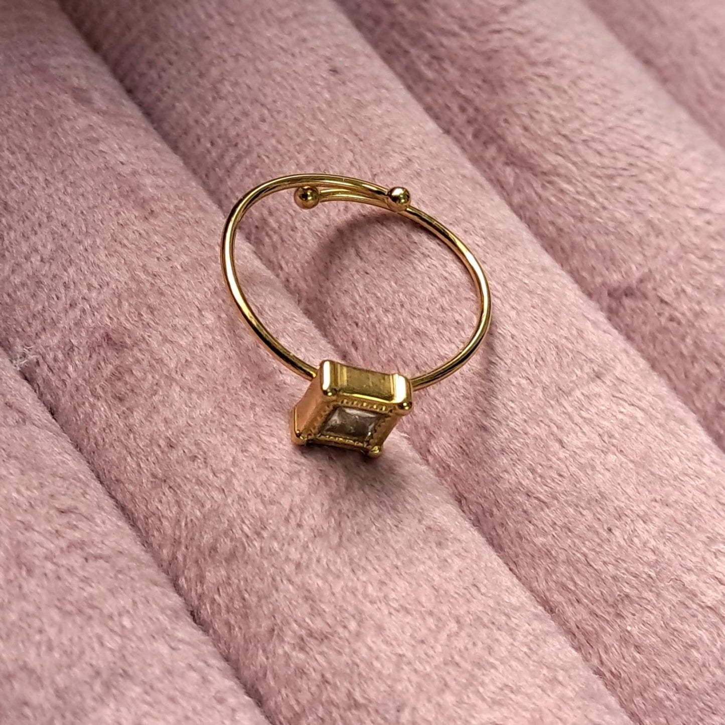Luna Square Gold Adjustable Ring