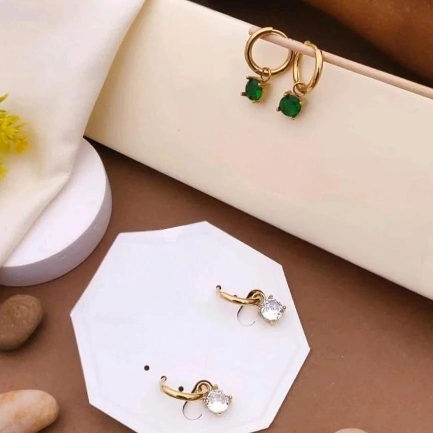 Celeste Crystal Charm Hoop Earrings