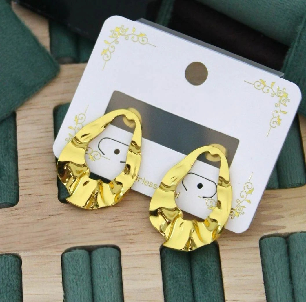 Golden Ripple Statement Earrings