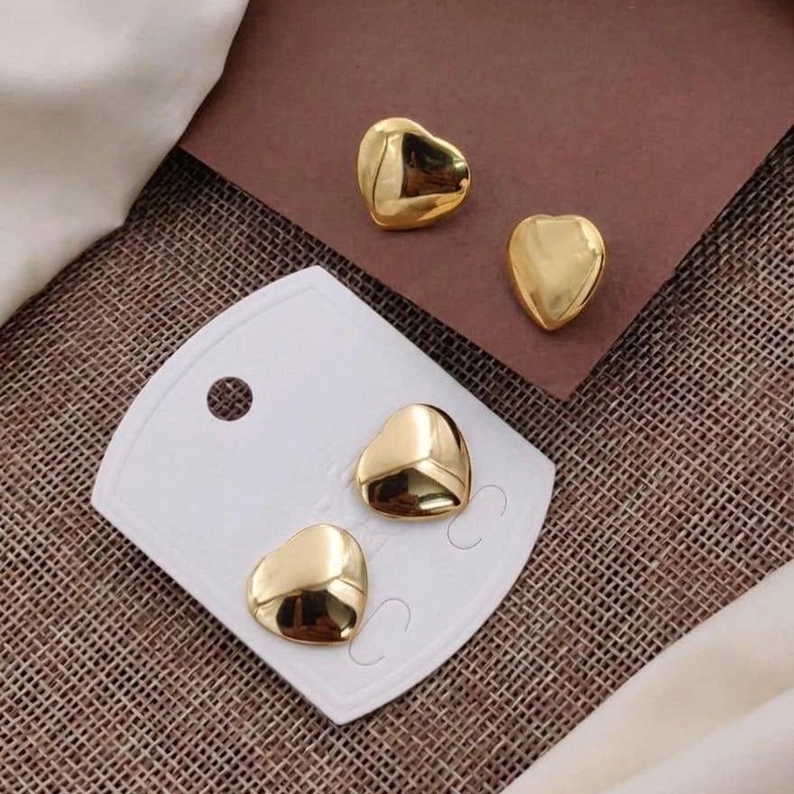 Golden Heart Glow Stud Earrings