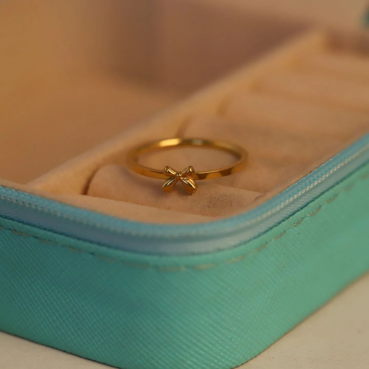 Elora Heart Bow Crystal Ring