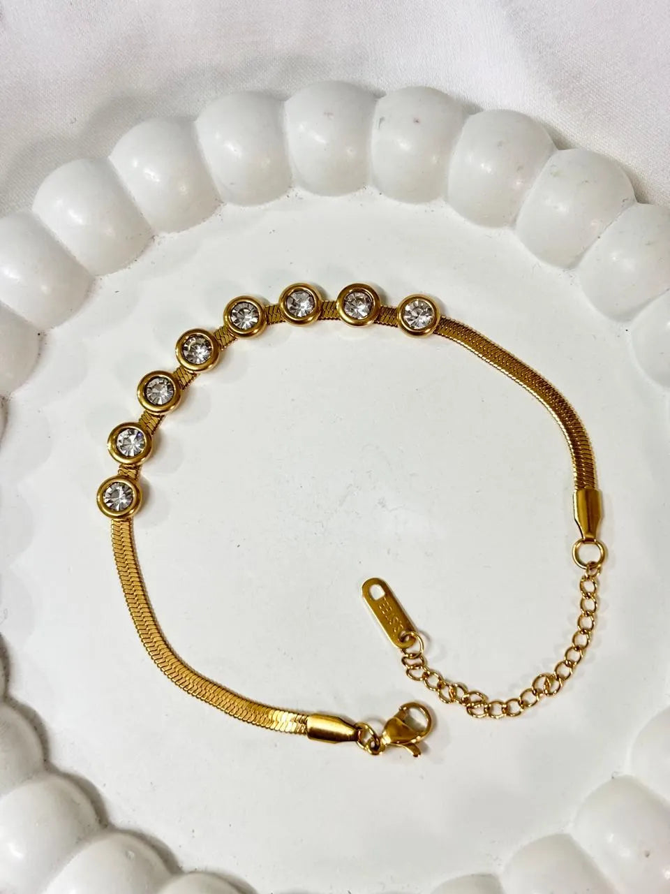 Gold-Plated Crystal Stone Bracelet