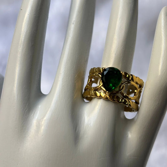 Golden Drop Chain Anti-Tarnish Ring