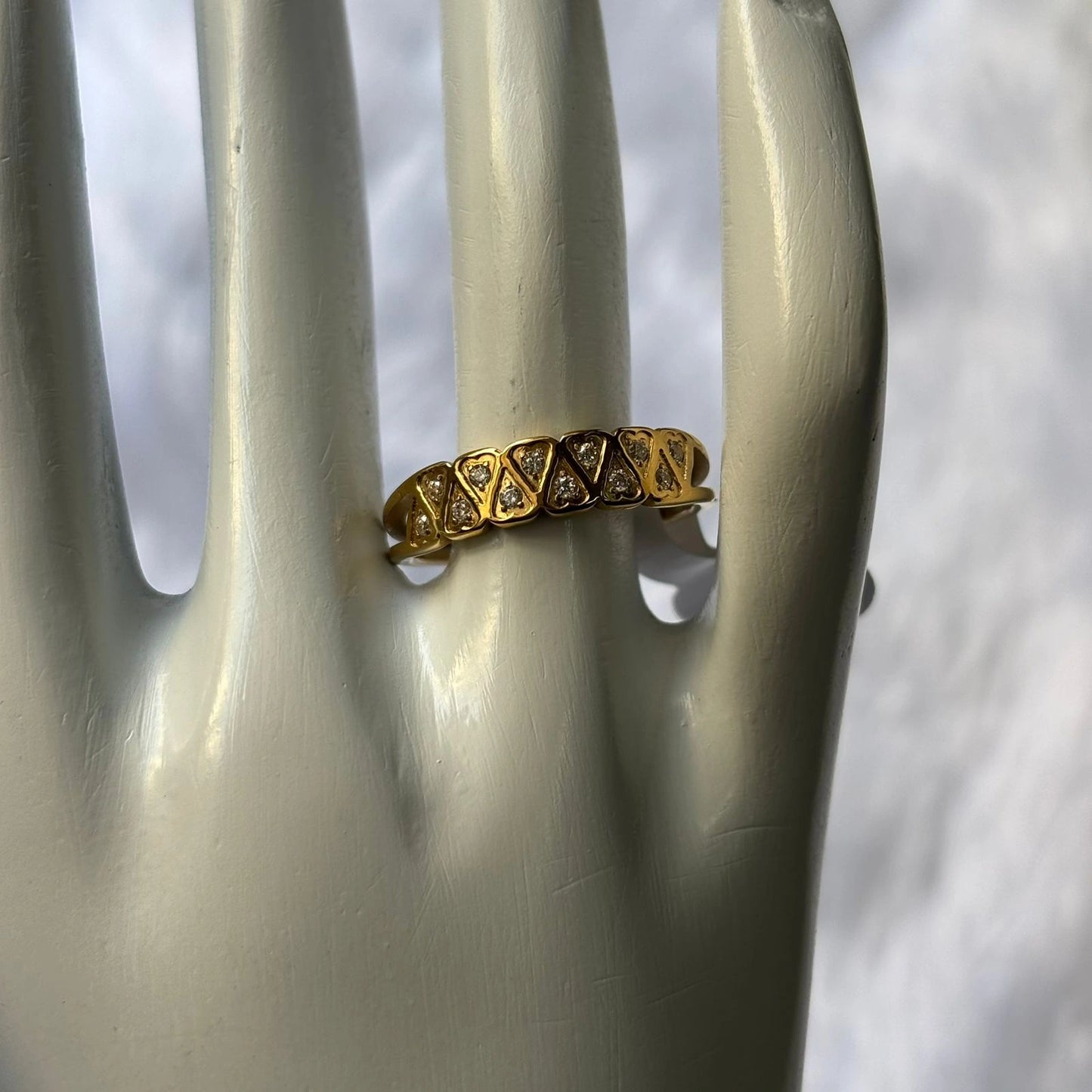 Golden Diamond Row Anti-Tarnish Ring