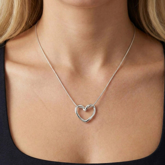 Intertwined Gold Silver Heart Necklace