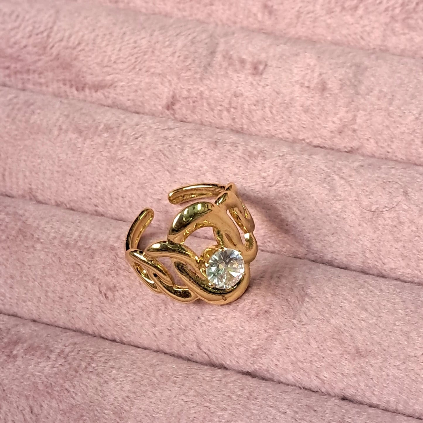 Abstract Wave Diamond Ring