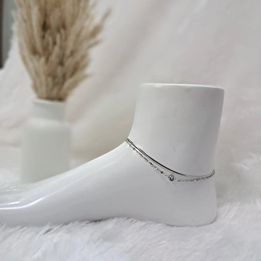 Silver Bright Simple Anklet