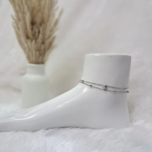 Anklet Silver Ball Chain Foot Statement
