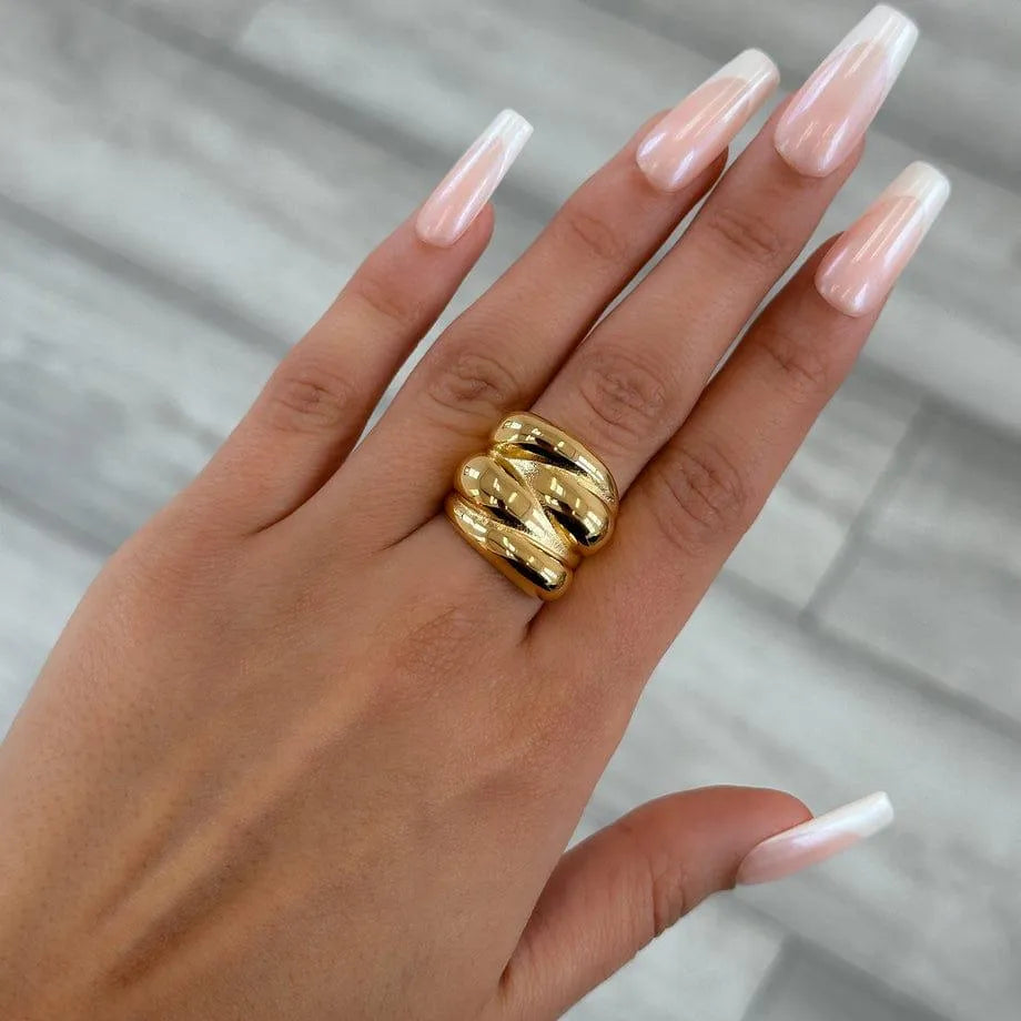 Bold Triple Dome Anti-Tarnish Ring