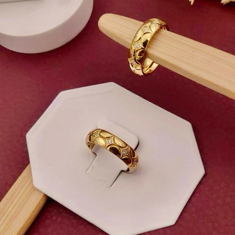 Textured Geo-Pattern Anti-Tarnish Ring