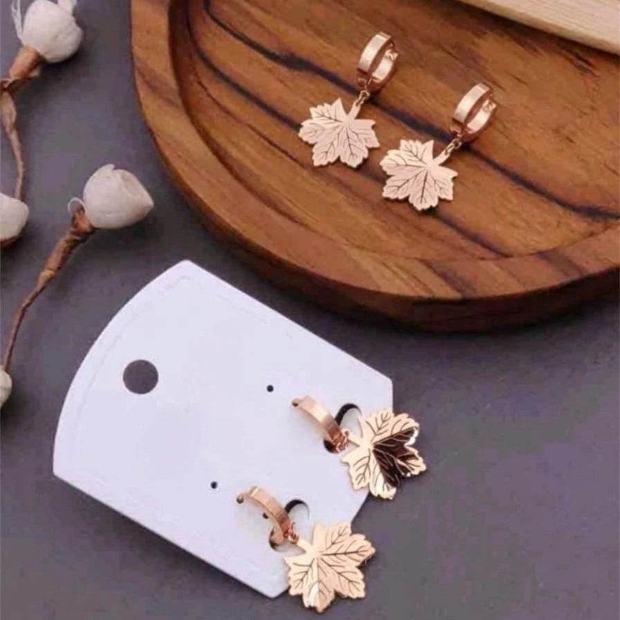 Autumn Maple Charm Hoop Earrings