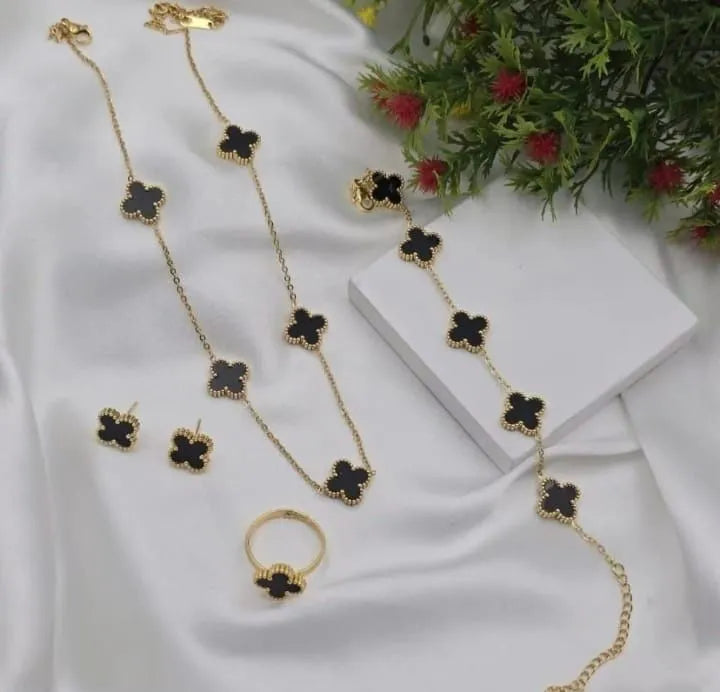 Black Clover Elegance Necklace & Earrings Set