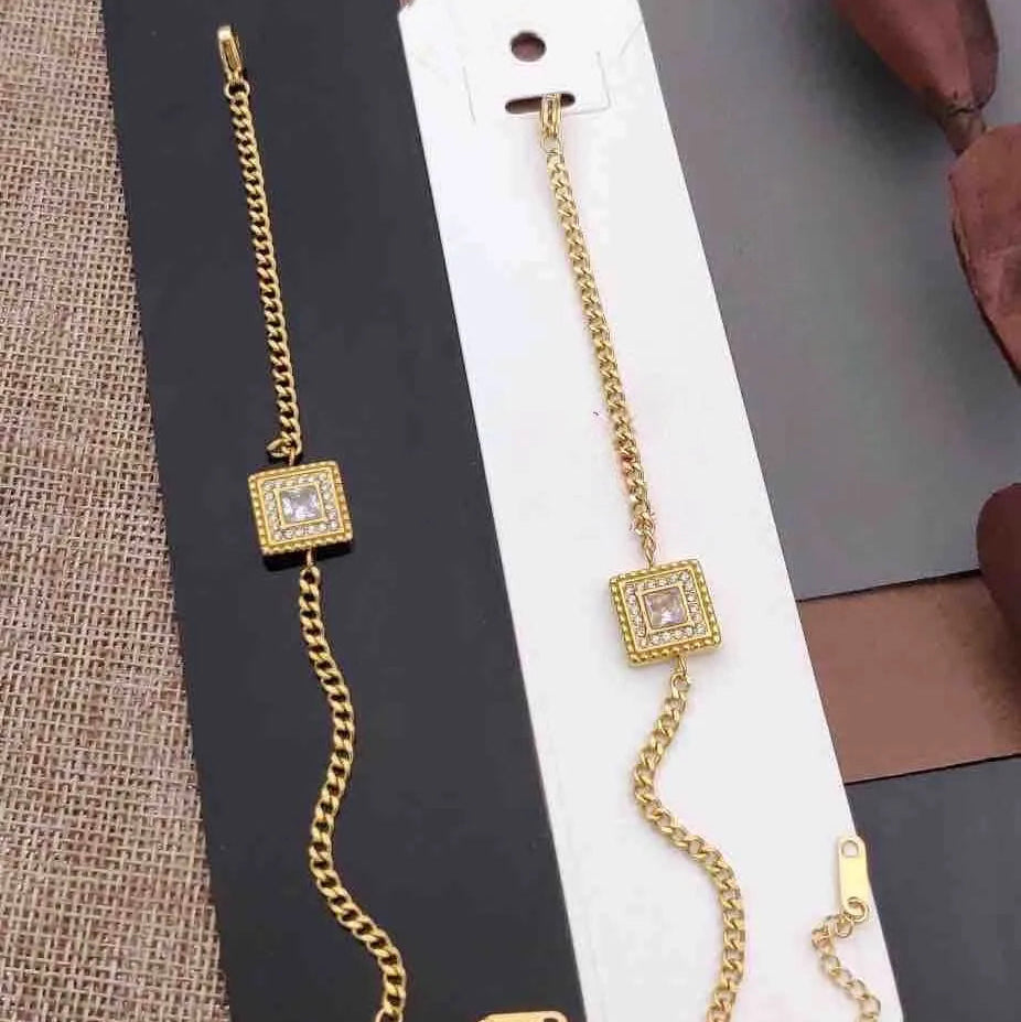 Golden Square Anti-Tarnish Bracelet