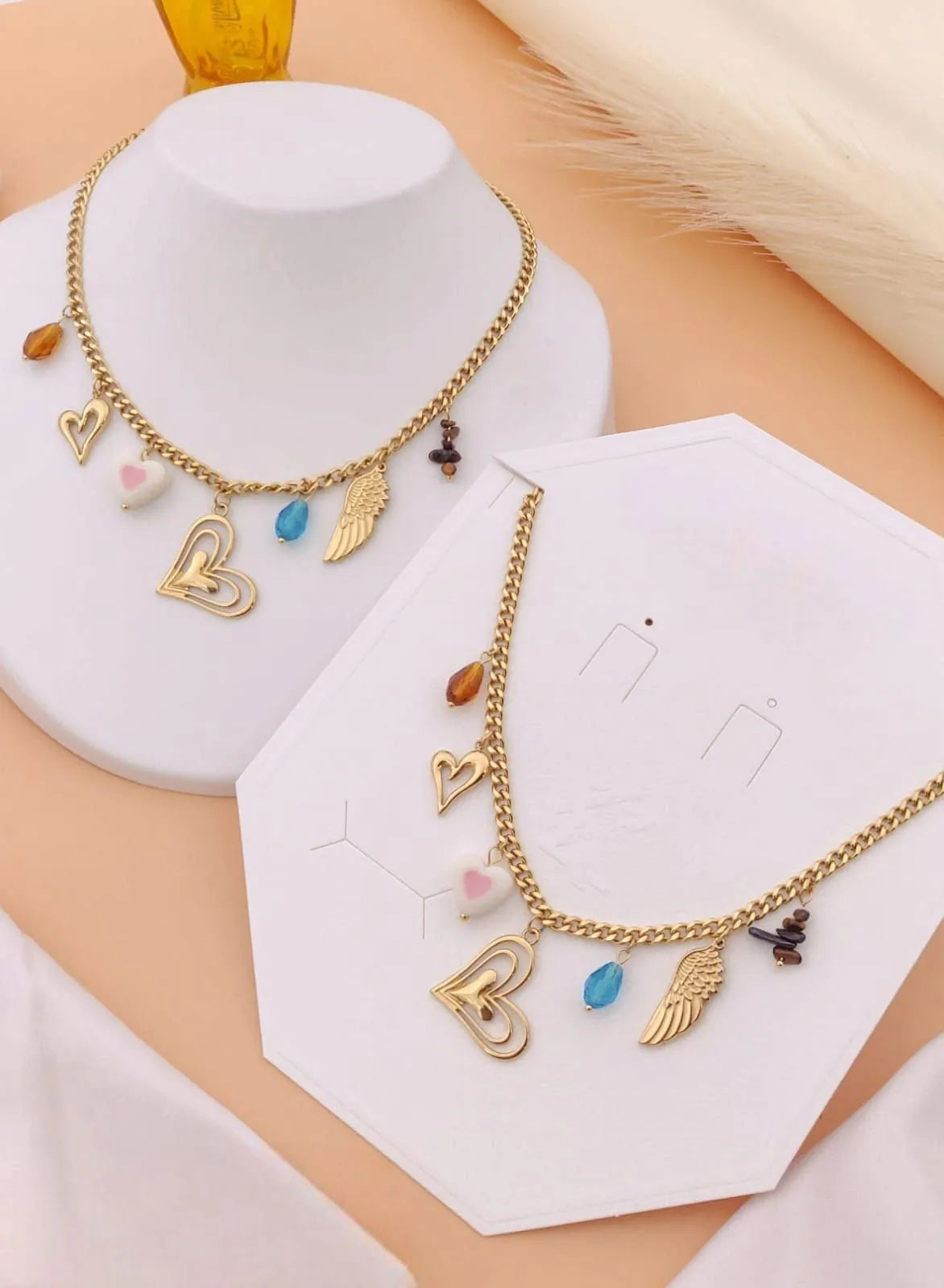 Heart & Wing Gold Chain Necklace