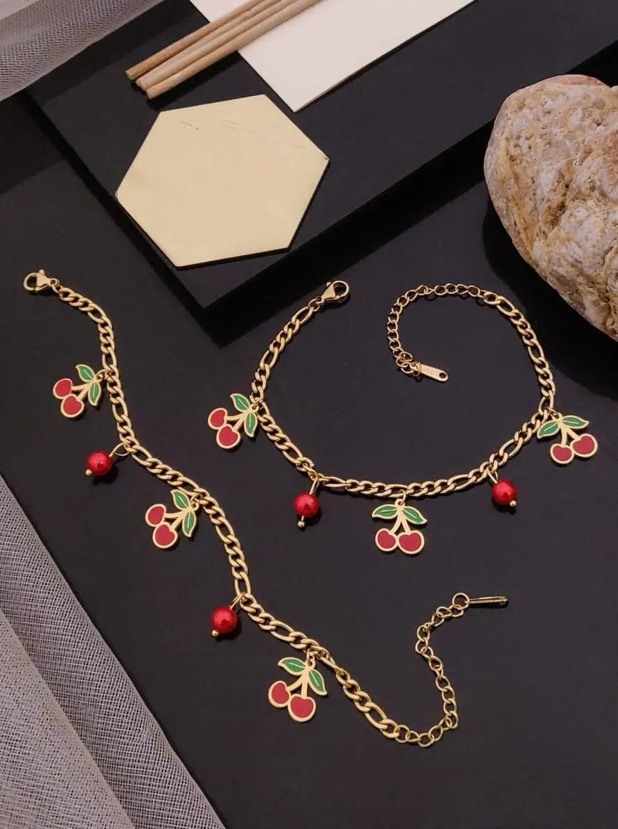 Cherry Gold Chain Bracelet