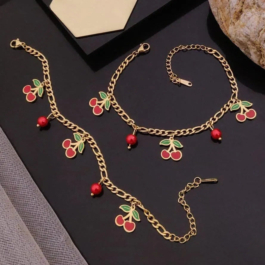 Cherry Gold Chain Bracelet