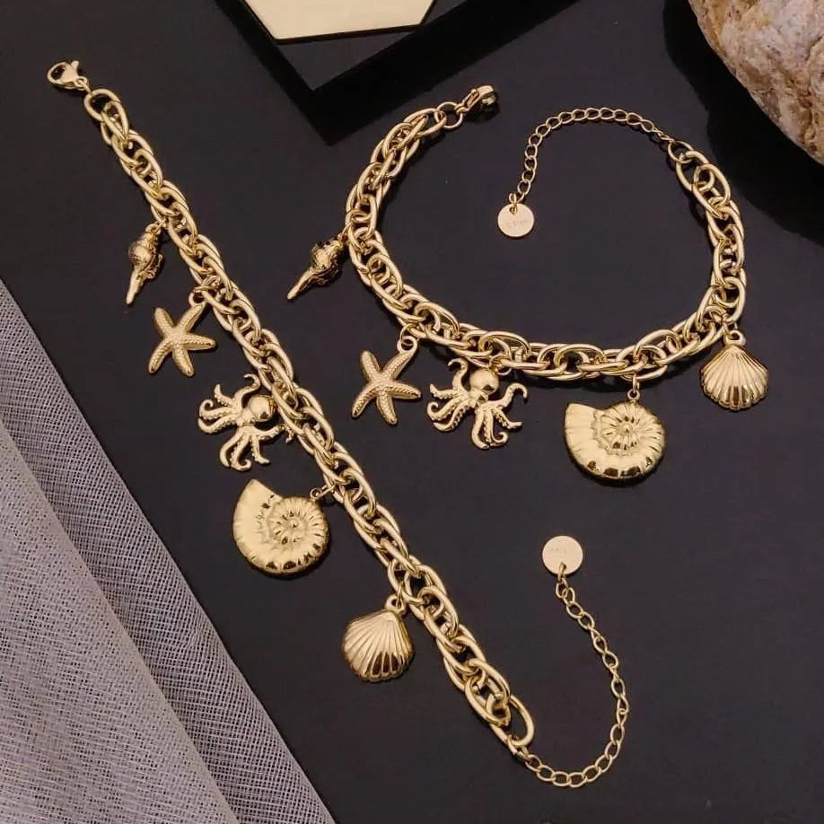 Sea Life Gold Chain Bracelet