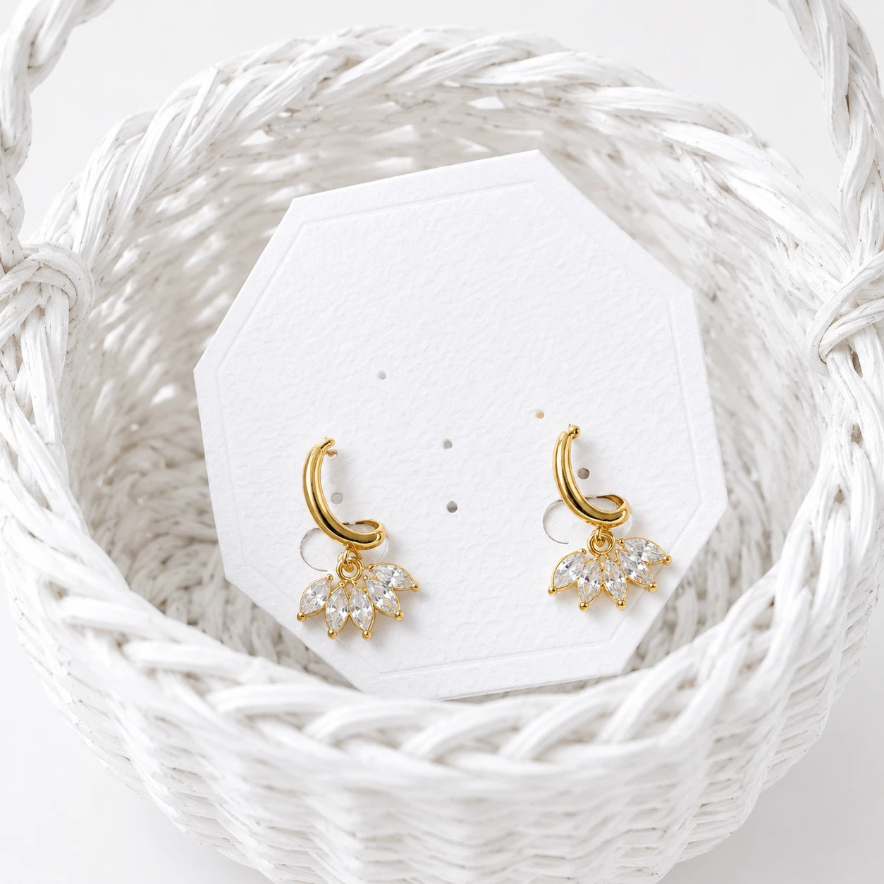 Crystal Bloom Charm Hoop Earrings
