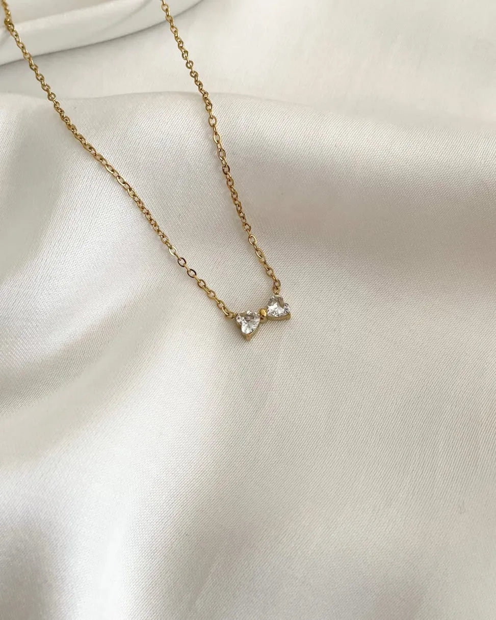 Diamond Bow Gold Necklace