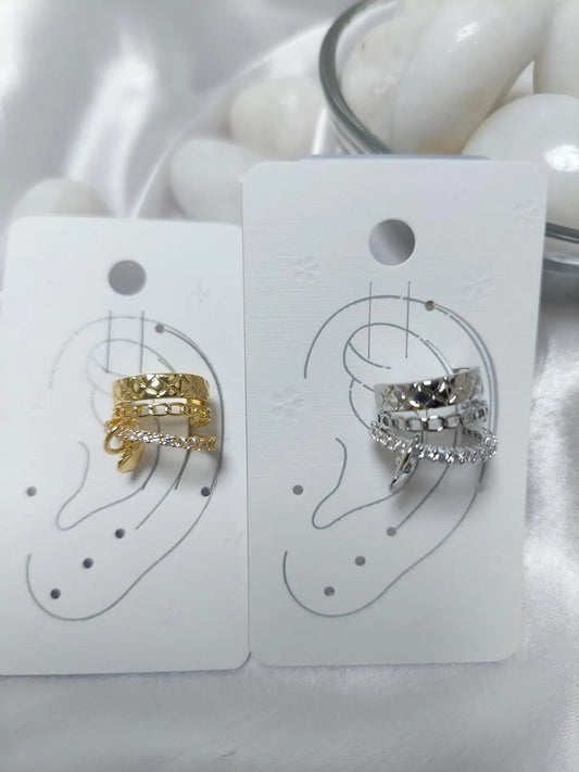 Diamond Ring Style Earrings  Silver & Gold