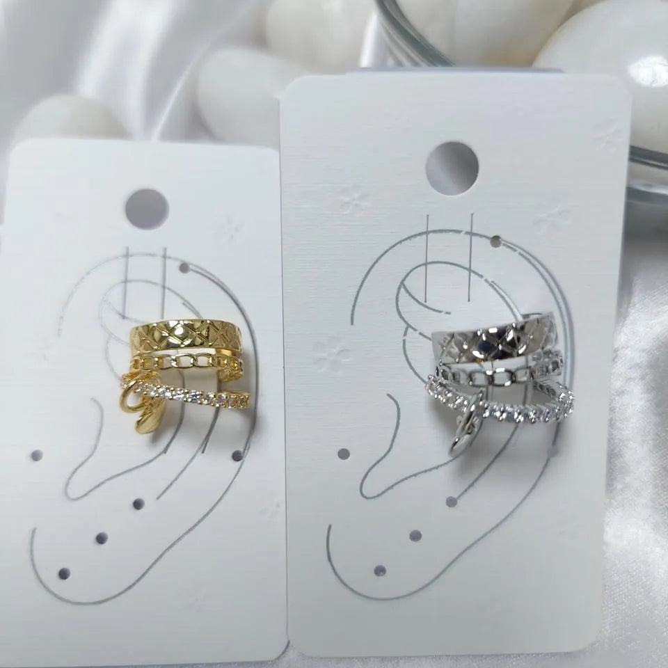 Diamond Ring Style Earrings Silver & Gold