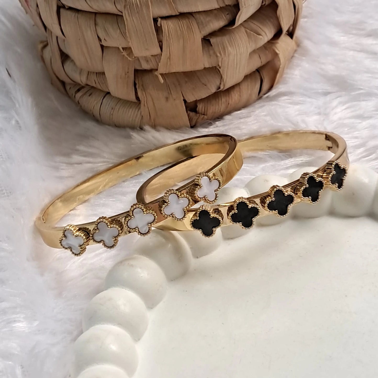 Dual Clover Elegance Gold Kada